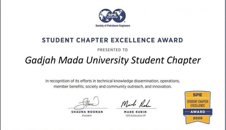 SPE UGM-SC Raih Penghargaan Student Chapter Excellence Award 2020