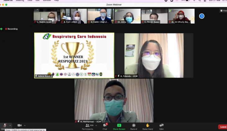 Dua Mahasiswa Profesi Dokter UGM Raih Juara di Respiquizz 2021