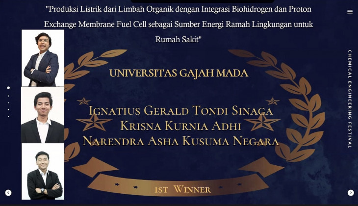 UGM Wins the 1st Place and Best Presentation in Chemical Engineering Festival Competition