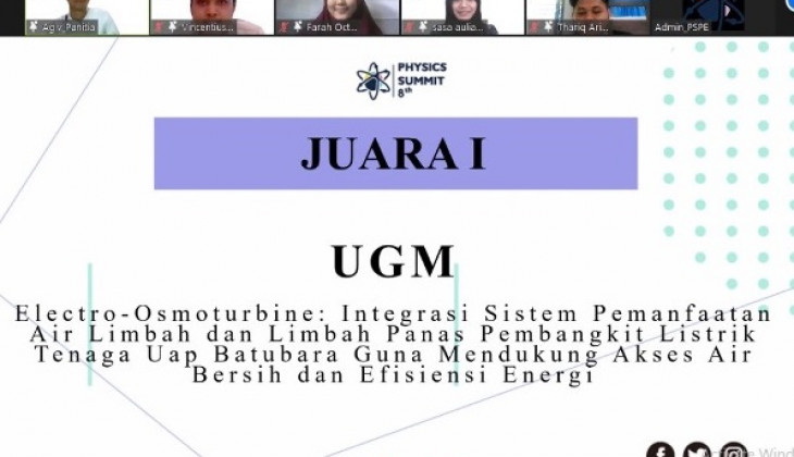 Mahasiswa Teknik UGM Raih Juara 1 Paper Competition Physics Summit ITS 2021