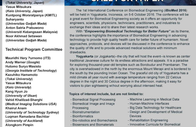 Universitas Gadjah Mada: The 1St International Conference On Biomedical  Engineering (Ibiomed)