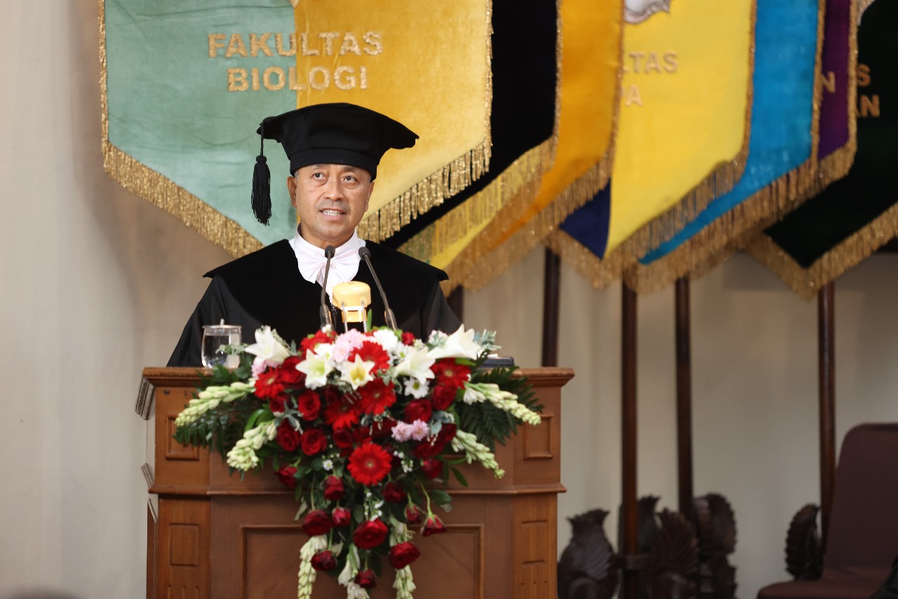 UGM has appointed three new professors from the Faculty of Biology, highlighting their research on biodiversity, molecular biochemistry, and aquatic animals.