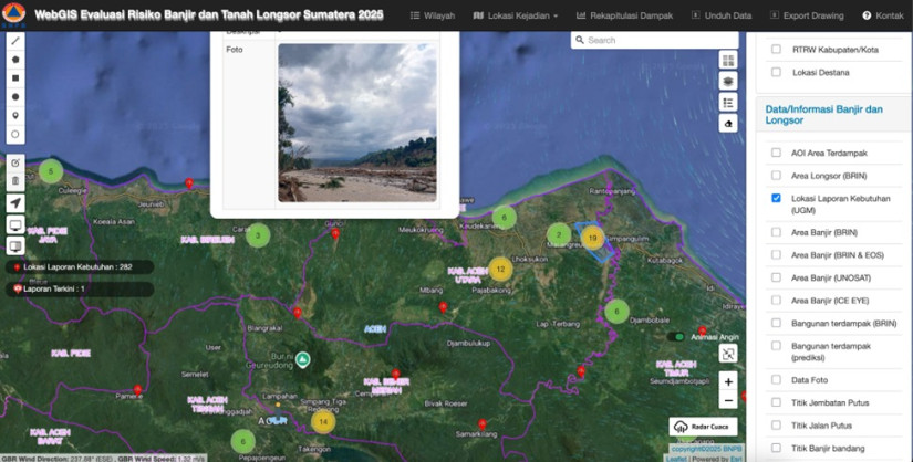 UGM researchers develop a spatial data-based disaster geoportal to support emergency response and improve the accuracy of aid distribution in Sumatra.