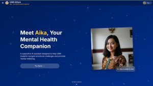 Screenshot or demonstration of Aika, an AI-based psychological support platform for students.