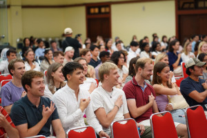 Classroom with international students learning Indonesian