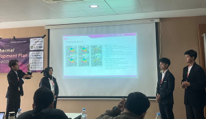 UGM Selokan Mataram team members presenting their geothermal development plan at the GDPC competition in Bandung.