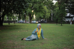 Bella Putri Maharani at UGM after completing her doctoral degree in animal science