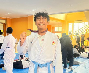 UGM Karate team posing at Sunan Kalijaga Cup XIII