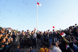 Thousands of UGM students attend the KKN-PPM deployment ceremony at Pancasila Field before serving communities across Indonesia.