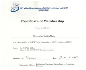 UGM's Certificate of Membership of ASEAN IVO