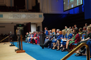 Professor Ova Emilia delivers her acceptance speech after receiving an honorary doctorate from the University of Dundee.